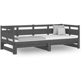  Dnevni ležaj na izvlačenje sivi 2x(80x200) cm masivna borovina | shoptok.hr