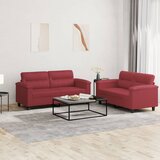  2-dijelni set sofa s jastucima boja vina od umjetne kože | Eponuda.com