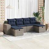  Vrtna garnitura - 6-dijelni set vrtnih sofa od poliratana s jastucima sivi - Siva sa spremištem 1 | shoptok.hr