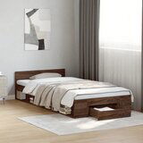 Maison Chic Posteljni okvir - Enojna postelja - Postelja za odrasle s predalom rjavi hrast 90x200 cm inž. les, (21695742) | Shoptok.si