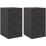 Maison Chic Dvo delni komplet Nočne omarice - Nočne mize črna 34,5x39x62 cm jeklo, (21690564) | Shoptok.si