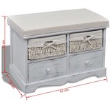 vidaXL Klupa za pohranu bijela 62 x 33 x 42 cm od drva paulovnije | shoptok.hr