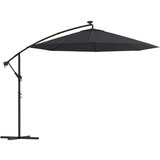  Previsni senčnik z LED lučkami in kovinskim drogom 300 cm črn, (20729306) | Shoptok.si