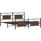 vidaXL Kovinski posteljni okvir brez vzmetnice rjavi hrast 160x200 cm | Shoptok.si