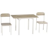 Nesta 3-delna jedilna garnitura, naravna barva+bela, sestavljena iz 1 mize in 2 stolov, zložljiva mizna plošča, jeklo in MDF, 120×60×75 cm, idealna za, (5000493629) | Shoptok.si