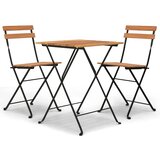  3-dijelni sklopivi bistro set od masivne tikovine i čelika | shoptok.hr