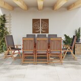 vidaXL Zložljivi vrtni stoli s blazinami, 8 kosov, iz trdnega tikovega lesa - - Rjava - 87.28 - 71.5 x 57 x 104 cm - | Shoptok.si