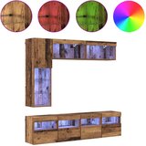 TV ormar s LED svjetlima 7 pcs Staro drvo Konstruirano drvo | shoptok.hr