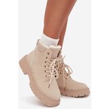 Boto Ladies insulated boots with fur and zipper light beige Tharika | Shoptok.si