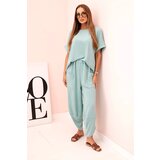 Kesi Włoski Viscose blouse + pants set dark mint | Shoptok.si