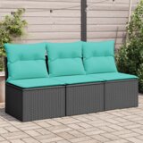  Vrtni kauč s jastukom Crna 165 x 62 x 69 cm Poli ratan | shoptok.hr