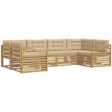 vidaXL Zunanja garnitura za sedenje 6 pcs Bela in bež Poliester, (5000280203) | Shoptok.si