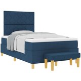 vidaXL Postelja z vzmetnico in klopjo Modra 120x200 cm Tkanina, (22083652) | Shoptok.si