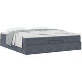 vidaXL Otomanski posteljni okvir z vzmetnicami siv 200x200cm žamet | Shoptok.si