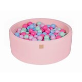 MeowBaby Bazen z žogicami, 90x30 cm z 200 žogicami, bombaž, svetlo roza: mint/modra/svetlo roza/pastelno roza, (21289266) | Shoptok.si