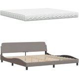 Krevet s madracem Hanko smeđesivi 200x200 cm od tkanine | shoptok.hr