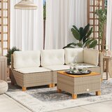 Maison Chic Vrtni kavč - Zunanji kavč z blazinami 3-sedežni bež poli ratan, (22043639) | Shoptok.si