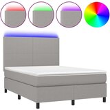  Box spring postelja z vzmetnico LED sv. siva 140x200 cm blago, (20930250) | Shoptok.si