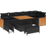 vidaXL 9-dijelni set vrtnih sofa s jastučićima Crni poli ratan | shoptok.hr