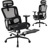  Ergonomski pisarniški stol z zložljivim naslonom za noge, nastavljivo ledveno oporo - črne barve | Shoptok.si