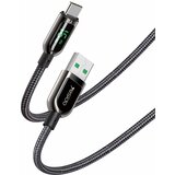 Yesido podatkovni kabel (CA85) - USB na Type-C 66W 5A digitalni zaslon - 120 cm - crni | shoptok.hr