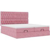  Okvir kreveta s madracima ružičasti 200x200cm baršunasti | shoptok.hr