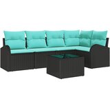 vidaXL Vrtna sedežna garnitura 6 pcs Črna in turkizna poli ratan, (5000143058) | Shoptok.si