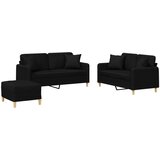  3-dijelni set sofa s jastucima crni od mikrovlakana | shoptok.hr
