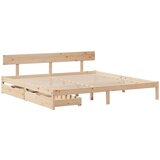 vidaXL Posteljni okvir s predali 200x200 cm trdna borovina, (21336419) | Shoptok.si
