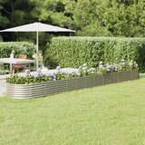 vidaXL Visoka greda iz prašno premazanega jekla 512x80x36 cm srebrna Cene