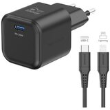 Swissten punjač za AC220, GaN, 35W, 1xUSB-C, 3A, crni + Lightning kabel | shoptok.hr