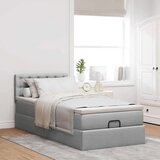vidaXL Otomanski posteljni okvir z vzmetnico siv 80x200 cm blago | Shoptok.si