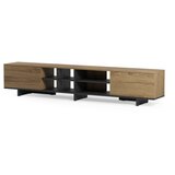 Marckeric Črna/v naravni barvi TV omarica v hrastovem dekorju 230x44x36 cm Cequoia – | Shoptok.si