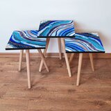 Hanah home 3Shp289 - Navy Blue Navy BlueBlueWhitePurple Nesting Table (3 Pieces) | ePonuda.com