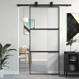  Klizna vrata crna 90 x 205 cm od kaljenog stakla i aluminija Cijene