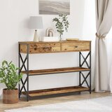  Konsolna miza Staro les 100x28x75 cm Izpopolnjeno les in jeklo, (22008760) | Shoptok.si