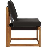  Vanjska srednja sofa Masivno drvo akacije i tekstilna tkanina - Prirodna i crno srednja sofa | shoptok.hr