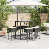  7-dijelni vrtni barski set od poliratana s jastucima crni Crna 110 x 70 x 110 cm | shoptok.hr