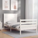 Maison Chic Posteljni okvir - Enojna postelja - Postelja za odrasle z vzglavjem bel 100x200 cm trden les-J9307, (21759307) | Shoptok.si
