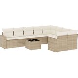 vidaXL 10-dijelni set vrtnih sofa s jastucima bež od poliratana | shoptok.hr