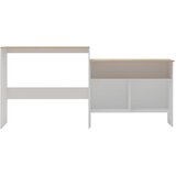  Barski stol s 2 stolne ploče bijelo i boja hrasta 130x40x120 cm | shoptok.hr
