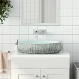 umivaonik sivo-plavi ovalni 59x40x15 cm keramički