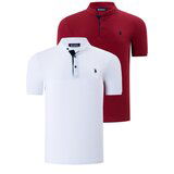 Dewberry DUO SET T8560 MEN'S T-SHIRT-WHITE-BURGUNDY Cene