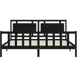  Okvir za krevet s uzglavljem crni 200 x 200 cm od masivnog drva | shoptok.hr