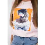 Kesi Blouse with 3D graphics, lace powder pink | shoptok.hr