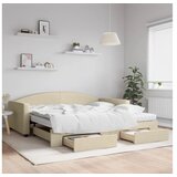 vidaXL Izvlečna dnevna postelja s predali krem 100x200 cm bl Cene