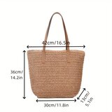 INF Velika slamnata torba za na plažo v francoskem stilu Khaki, (21684507) Cene