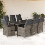  9-dijelni vrtni bistro set od poliratana s jastucima sivi Siva 190 x 90 x 75 cm | shoptok.hr