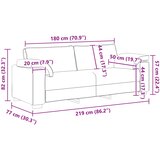 SOFA za 3 osobe Smeđa 220 cm tkanina | shoptok.hr