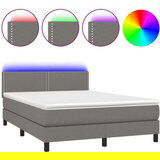  Box spring postelja z vzmetnico LED temno siva 140x200 cm blago, (20726544) | Shoptok.si